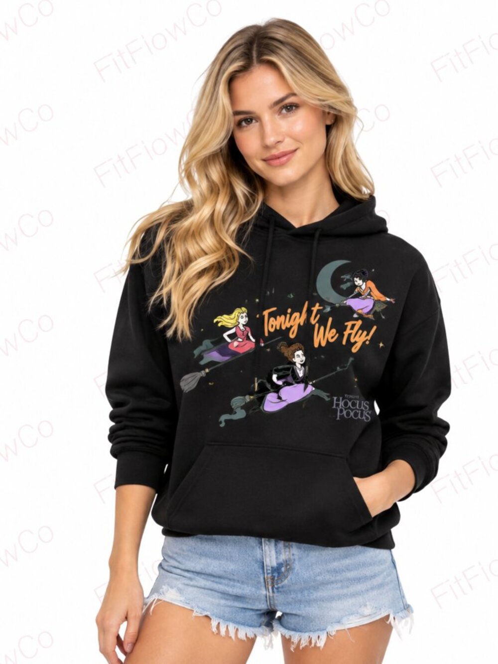 Disney Hocus Pocus Tonight We Fly Sanderson Sisters Black Hoodie Size S NWT